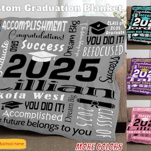 2025 Graduation Blanket,Personalized Graduation Blanket,Senior Graduation Gift,Custom Text Graduation Blanket Gift for Her,Him,Class of 2025