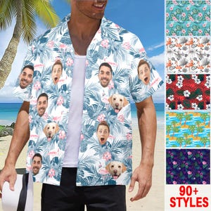 Personalized Hawaiian Shirts with Your Face, Funny Men's Aloha Vacation Shirt, Custom Hawaiian Vibes for Summer Fun,Gifts for Dad,Him,Father