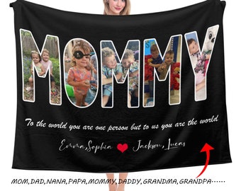 Mother's Day Gift,Custom Mom Photo Blanket,Personalized Picture Blanket,Photo blankets,Love you Mom Blanket Gift for Mom,Gift for Mather,Dad