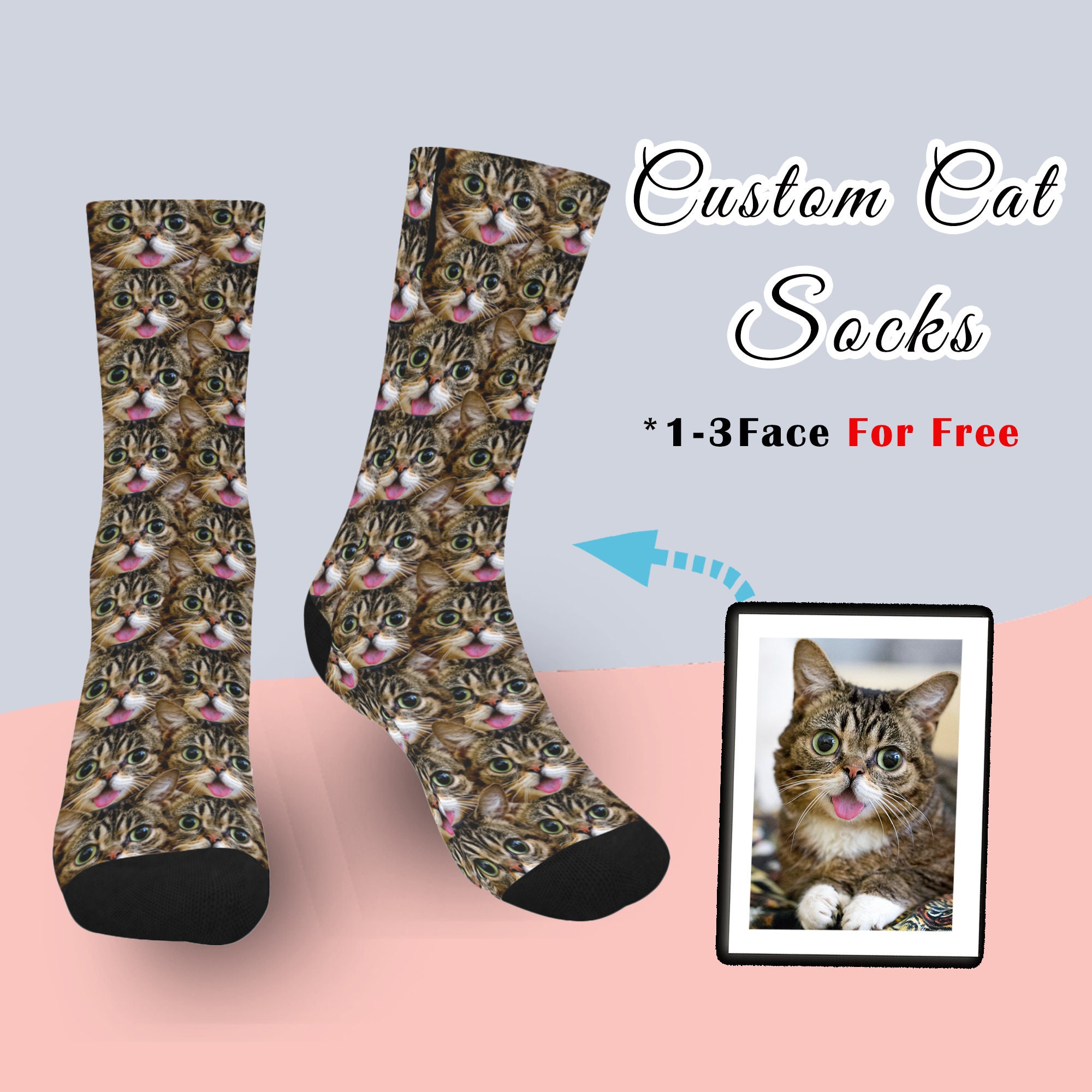 Custom Pet Face Socks custom Cat Photo Socks Personalized Etsy