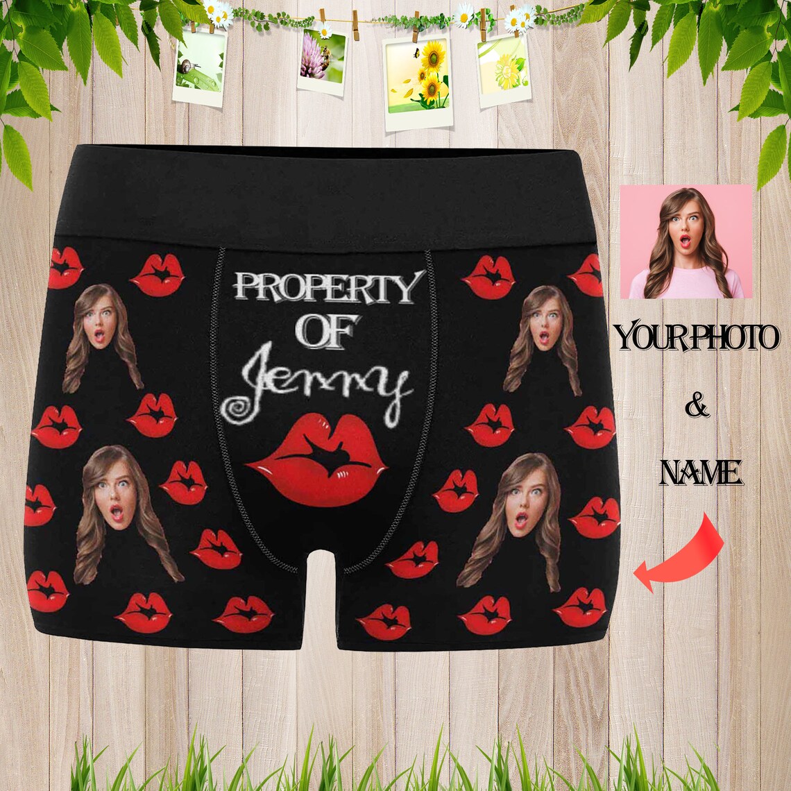 Custom Funny Property Of Kiss Boxer Briefs Personalized Photo Etsy