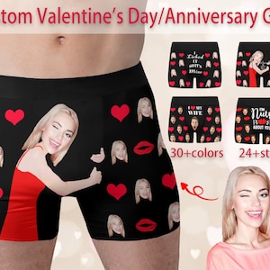 Cadeau photo personnalisé pour petit ami/mari, caleçons personnalisés, sous-vêtements pour le visage, sous-vêtements personnalisés pour hommes, cadeau Saint-Valentin/anniversaire pour petit ami