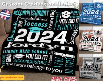 2024 Graduation Blanket,Personalized Graduation Blanket,Senior Graduation Gift,Custom Text Graduation Blanket Gift for Her,Him,Class of 2024