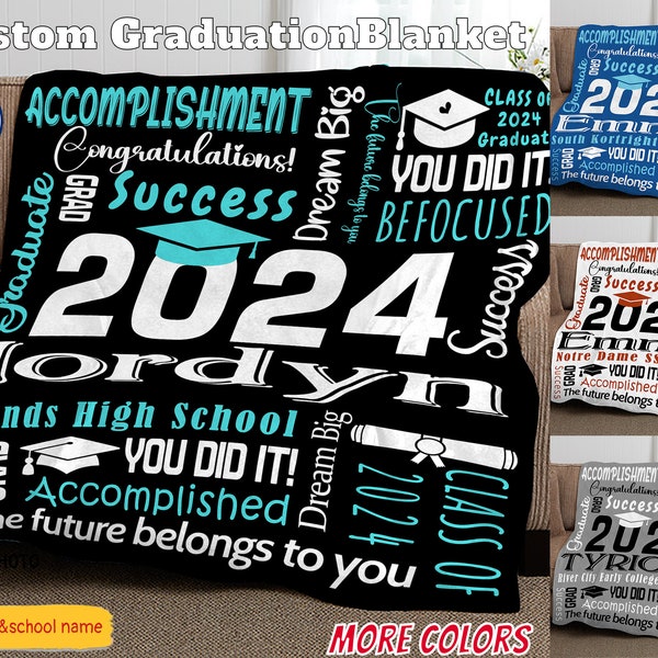 2024 Graduation Blanket,Personalized Graduation Blanket,Senior Graduation Gift,Custom Text Graduation Blanket Gift for Her,Him,Class of 2024