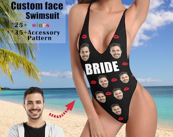 Customized Bride Swimsuit Face/Bachelorette Swimsuit/Bride Swimsuit/Bride bathing Suit/Bachelorette Squad bathing suit/One Piece Plus Size