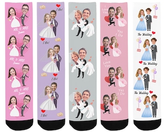 Chaussettes de mariage personnalisées, cadeau de mariage personnalisé pour lui