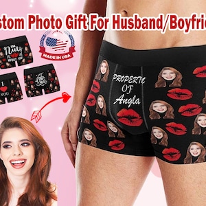 Personalized Photo Gift for Husband,Boyfriend,Custom Boxer Briefs,Custom Men Underwear,Valentine&#39;s/Anniversary/Wedding/Birthday Gift for Him