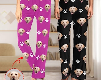 Personalized Dog Face Pajama Pants, Christmas Gifts for Pet Lover