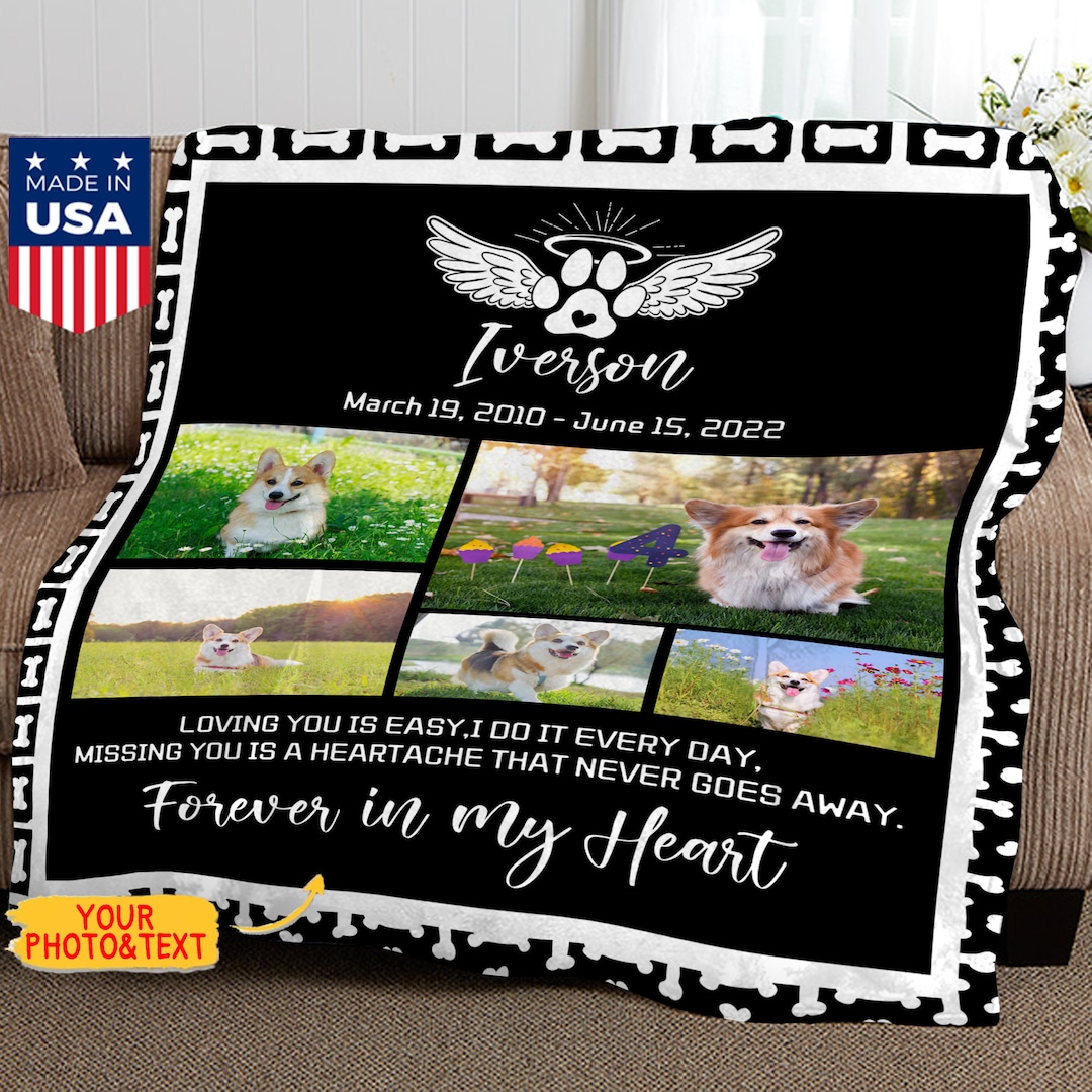Personalized Pet Photo Memorial Blanket, Custom Dog Blanket - Etsy