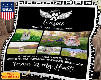 Personalized Pet Photo Memorial Blanket, Custom Dog Blanket