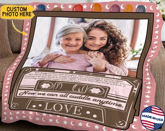Custom Grandma Photo Blanket, Personalized Fleece Gift
