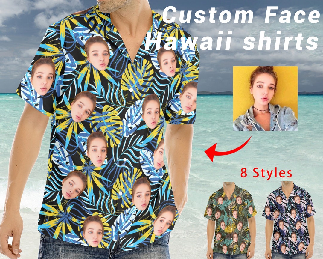 Camicia hawaiana personalizzata con viso per uomo donna adulto ragazzo