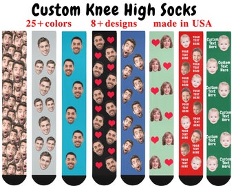 Custom Face Socks,Personalized Knee High Socks,Photo Socks,Adult Knee High Socks,Gift for Him,Gift for Boys,Christmas Gift For Him,Boys