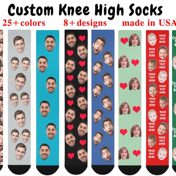 Custom Face Socks,Personalized Knee High Socks,Photo Socks,Adult Knee High Socks,Gift for Him,Gift for Boys,Christmas Gift For Him,Boys