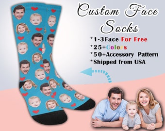 Custom Face Socks-Custom Photo Socks,Face Socks 1,2,3 Face,Personalized Socks, Custom Printed Socks,Picture Socks,Gift for men,Custom socks