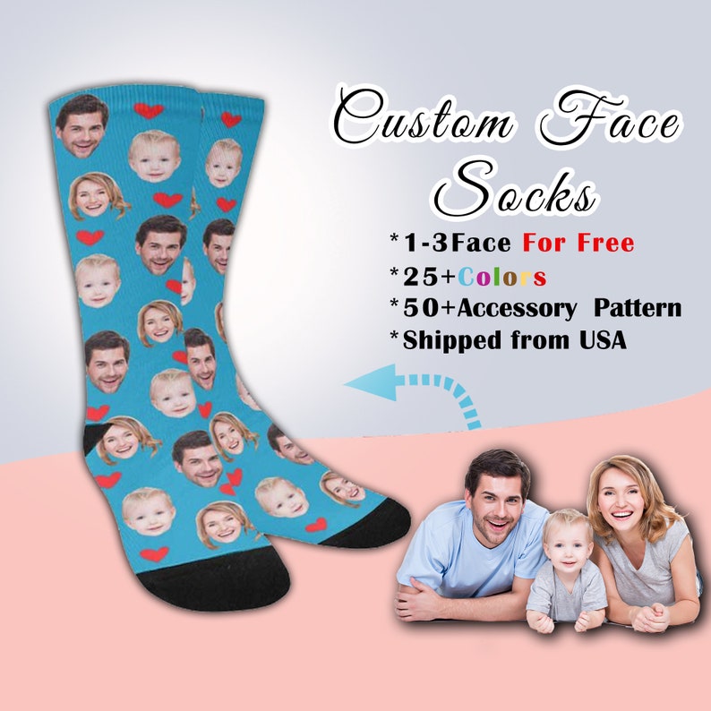 Custom Face Sockscustom Photo Socksface Socks 123 Etsy