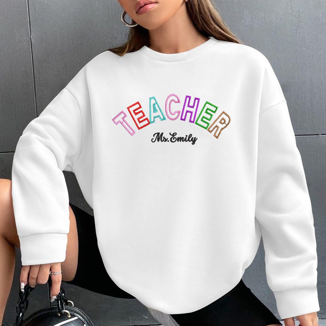 Personalized Embroidered Teacher Sweatshirts,custom Teacher Mrs Hoodie ...