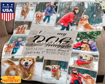 Custom Pet Photo Blanket, Dog Memorial Gift