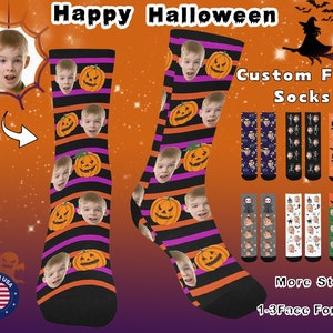 Custom Face Socks-Halloween Gift Socks ,Personalized Socks,Custom Funny Halloween Socks, Custom Printed Socks,Funny Socks,Happy Halloween