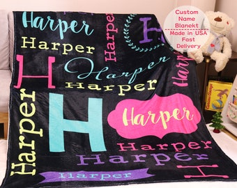 Custom Name Blanket for Boy girl,Personalized Kids Name Blanket,Swaddle Blanket,Birthday/Christmas/Milestone Gift for Baby,Boy,Girl,Newborns