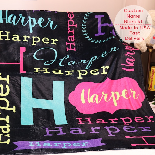 Custom Name Blanket for Boy girl,Personalized Kids Name Blanket,Swaddle Blanket,Birthday/Christmas/Milestone Gift for Baby,Boy,Girl,Newborns