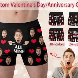 Cadeau de la Saint-Valentin au petit ami de son mari/Personnaliser les boxeurs pour hommes avec visage/Boxers personnalisés/Sous-vêtements pour le visage/Sous-vêtements pour hommes personnalisés/Cadeau pour lui