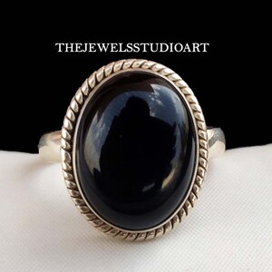 Black Onyx Ring, Gemstone Ring, 925 Sterling Silver Ring, Statement Ring, Boho Ring, Oval Ring, Rings For Women, Handmade Ring, Ring Gift