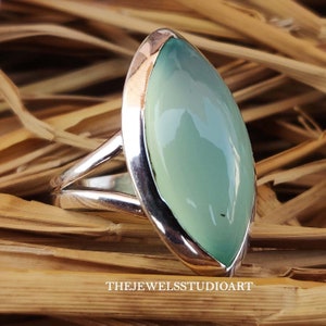 Aqua Chalcedony Ring, 925 Sterling Silver Ring, Marquise Gemstone Ring, Bohemian Style, Ring For Women, Handmade Ring, Chalcedony jewelry