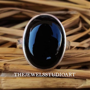 Black Onyx Ring, Sterling Silver Ring, Natural Gemstone Ring, Statement Ring, Handmade Ring, Boho Ring, Birthstone Ring, Ring For Her