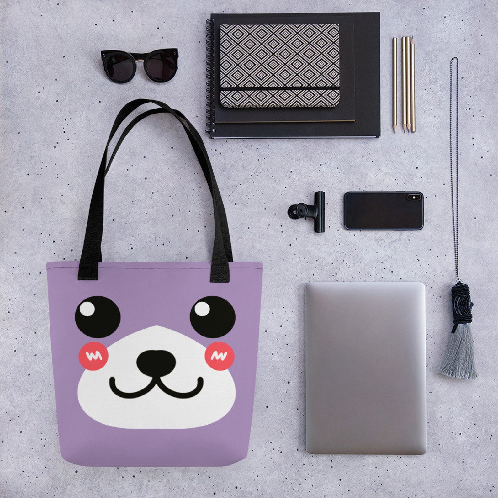 Kawaii Bear Tote Bag Cute Tote Bag Cute Shoulder Bag Etsy