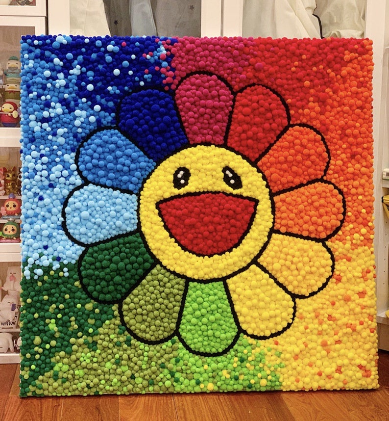 Back in stockDIY Pom-Pom Crafts for Takashi Murakami Flower Wall Art more than enough pomsGift with purchase included Large Color Lump