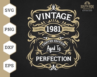 40th Birthday Svg, 40th Birthday Shirt, Vintage 1981 Svg, 1981 Aged to perfection svg, Aged to Perfection svg, 40th Birthday Clipart, Png