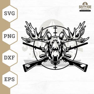 Moose Hunting SVG File: Wild Moose Head Clipart (Digital Files)