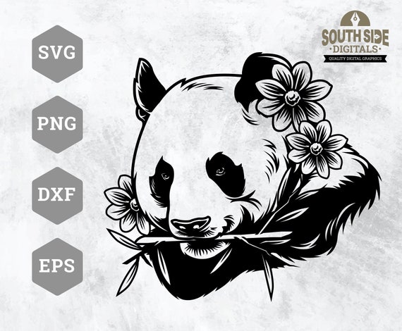 Panda Bear SVG File Cute Panda Bear svg Panda Eating Bamboo | Etsy