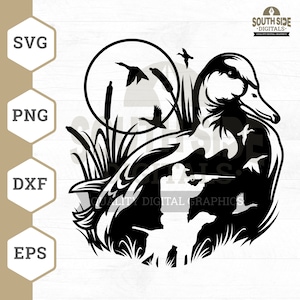 Chasse au canard SVG : clipart chasseur, fichier de coupe (téléchargement numérique)