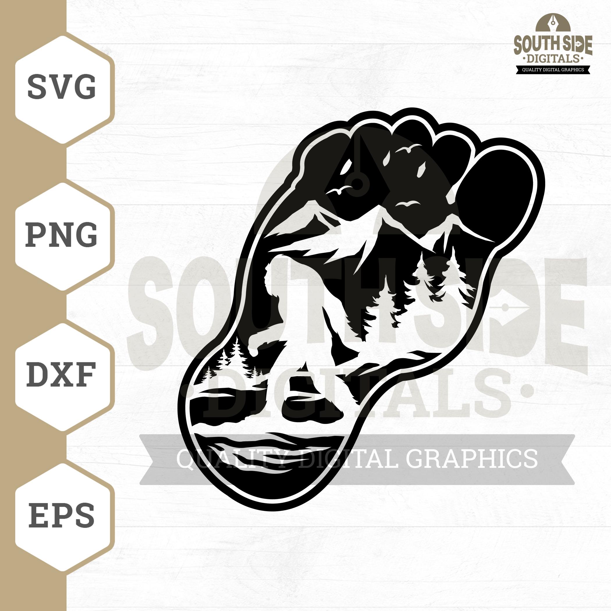 Bigfoot Footprint SVG: Yeti Clipart, Abominable Snowman PNG (Digital Files)
