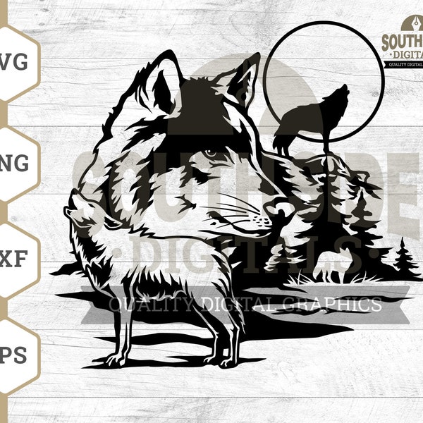 Howling Wolf SVG File, Wolf Howl svg, Wolfpack svg, Gray Wolf svg, White Wolf svg, Black Wolf svg, Wolf svg, Wolf Shirt, Wolf Clipart