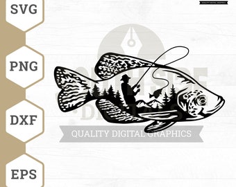 Crappie Fishing SVG: Outdoor Fisherman Clipart (Digital Download)