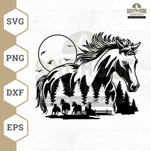 Mustang Pferd SVG-Datei, Mustang SVG, Pferdesvg, Laufpferd SVG, Pferde Clipart, Pferdedatei für Cricut, CutFile, png