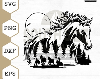 Mustang Horse SVG File, Mustang svg, Horse svg, Running Horse svg, Horse Clipart, Horse File for Cricut, CutFile, png