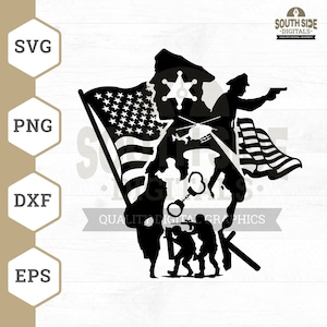 US Police SVG File, Police svg, Policeman svg, First Responder svg, US Flag svg, American flag svg, Police Clipart, Png