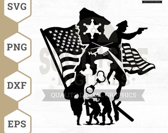 US Police SVG File, Police svg, Policeman svg, First Responder svg, US Flag svg, American flag svg, Police Clipart, Png