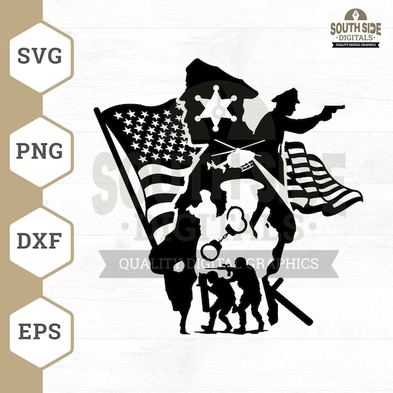 US Police SVG File: American Flag, First Responder (Digital Download)