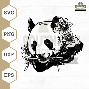 Arquivo SVG do urso panda, urso panda fofo svg, panda comendo bambu svg, panda svg, urso svg, clipart de panda fofo, arquivos Cricut, png