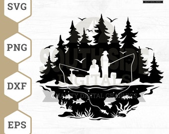 Fishing Boat SVG: Outdoor Sports Clipart (Digital Download)