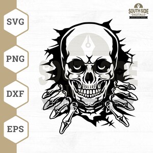 Skull Break Wall SVG: Skull Head Clipart, Shirt Design (Digital Files)