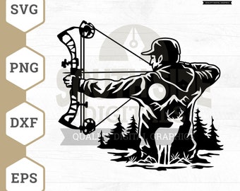 Bogen Jäger SVG-Datei: Hirsch jagen Clipart (digitaler Download)