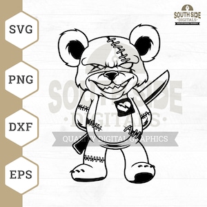 Bad Teddy Bear SVG File, Angry Teddy svg, Scary Teddy svg, Gangster Teddy, Teddy Bear Shirt, Teddy Bear Clipart, Teddy png