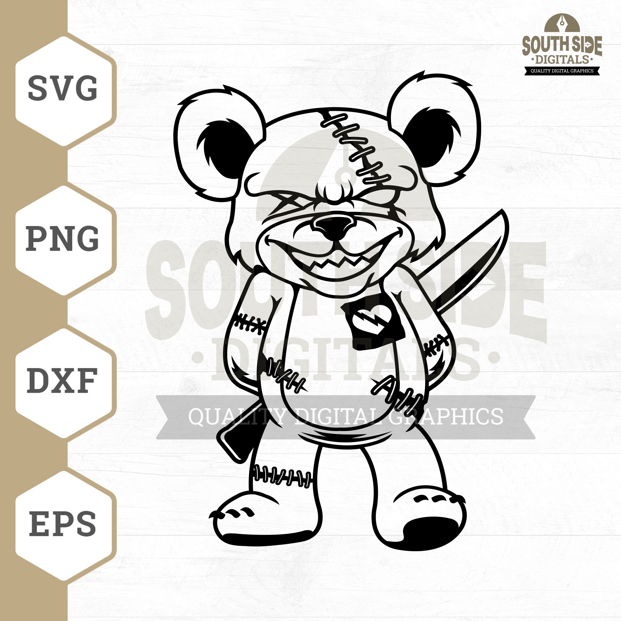 Scary Teddy Bear SVG | Bad Teddy Bear Svg | Gangster Teddy Bear