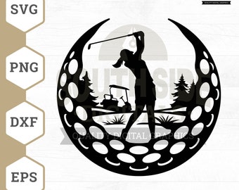 Female Golfer SVG: Golf Player Clipart, Shirt Design (Digital Files)